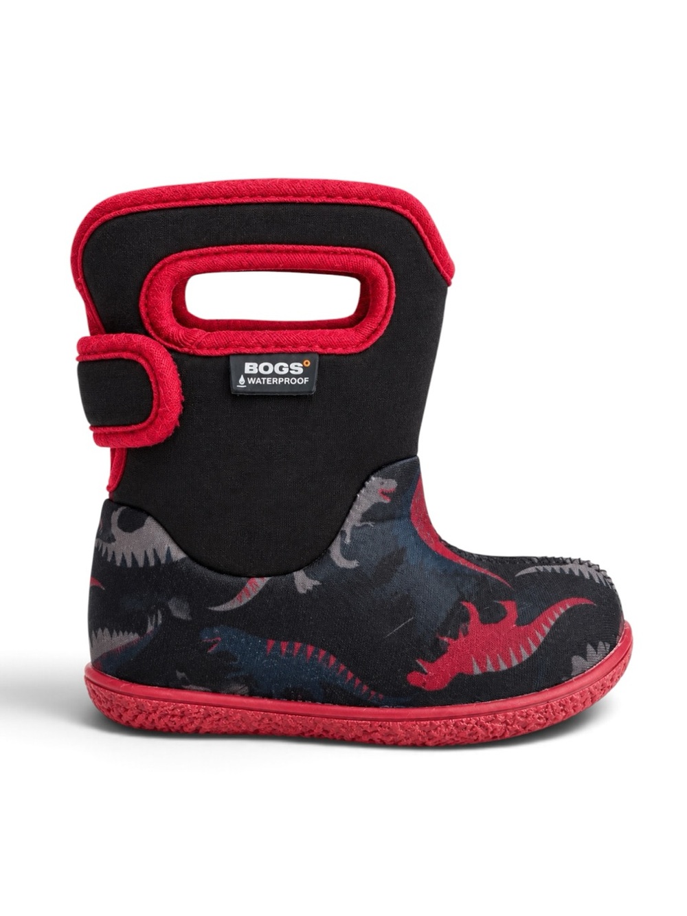 BOGS Baby Bogs Dinosaur Waterproof Boots Black Red Size 6